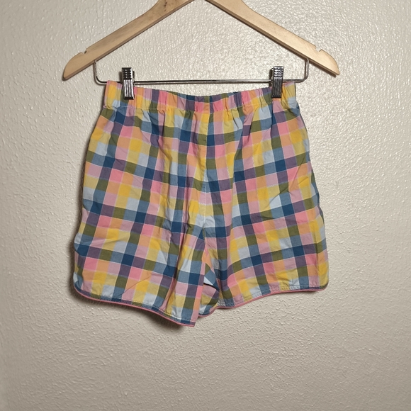 Lands End 100% Cotton Gingham Plaid Elastic Waist Short Cami PJ Set sz XS Pink - Picture 8 of 10